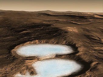 Ледник на Марсе. Рисунок художника NASA. Ледник на Марсе. Рисунок художника NASA.