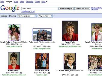    Google     "sarah palin"